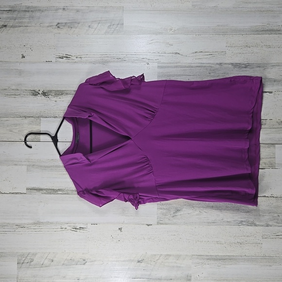 3/$15 dots purple vneck blouse with ruffled sleeves women's plus size 1X - Picture 1 of 7